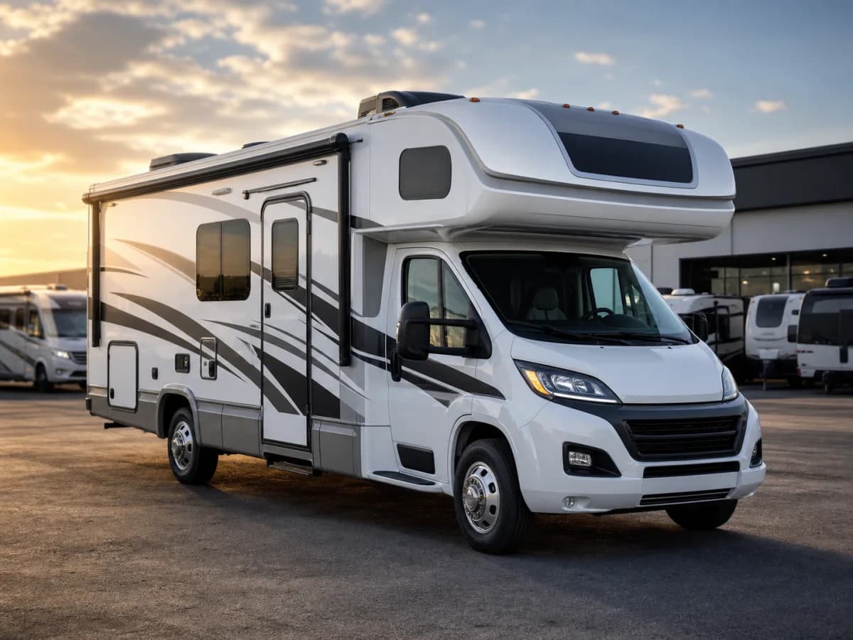 White Class C recreational vehicle